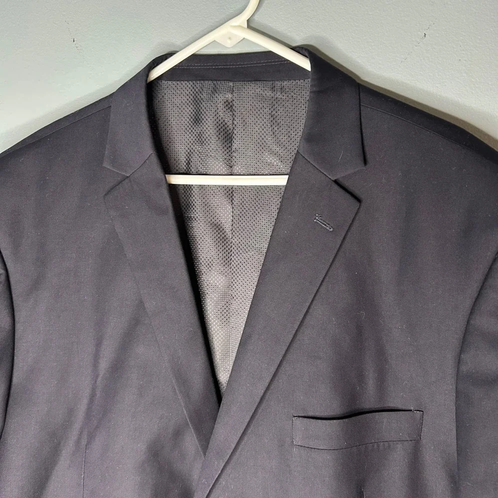 MAZARI Men's‎ Navy Blue Two Button Blazer Suit Jacket Size 54R